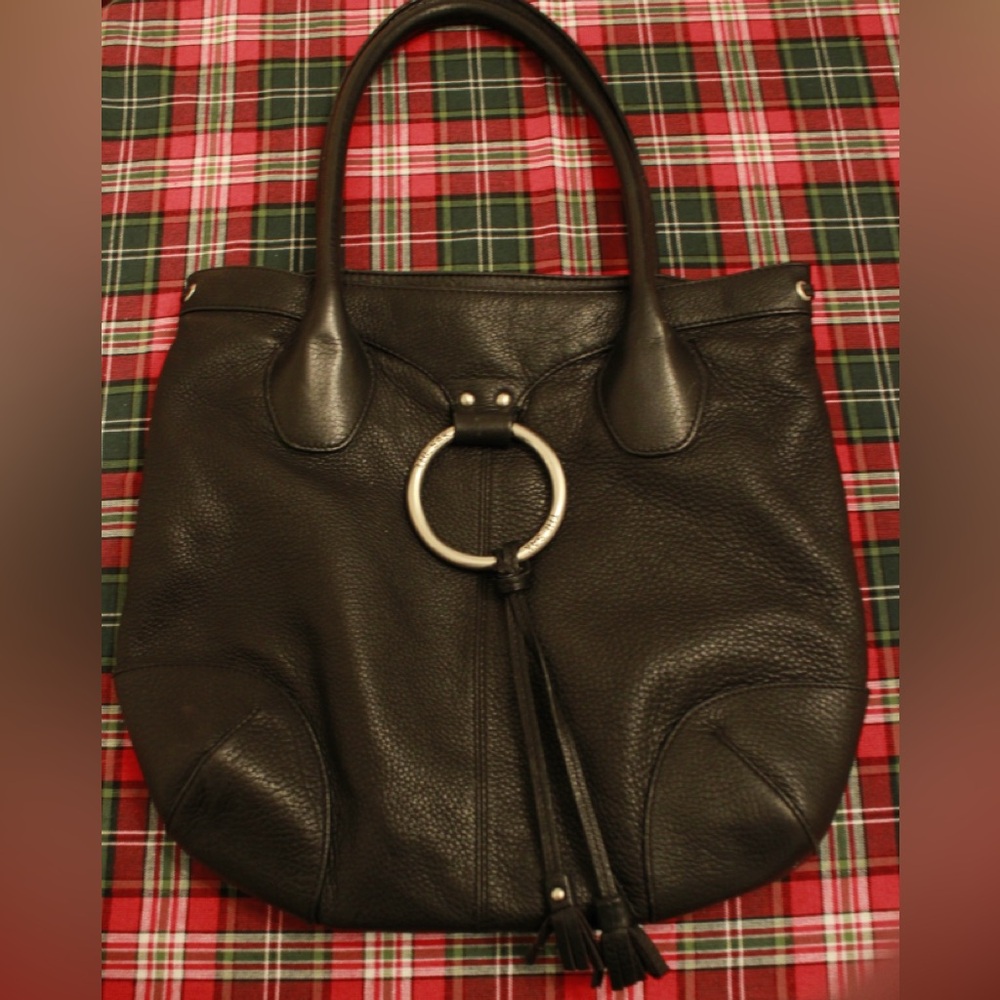 The Sak Elegant 100% Cowhide Large Leather Black Tote Hand Bag Satchel - Picture 3 of 13